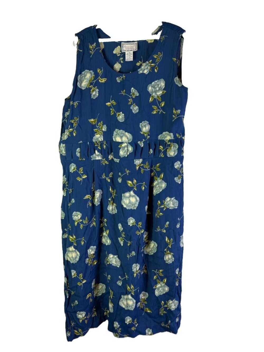 Vintage 90s April Cornell Dress Floral Flowers Sun Blue
